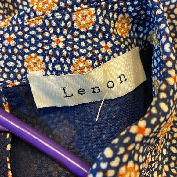 NWOT LENON Women's Sample Wrap Dress- Puff Sleeves Asymmetrical Tie Waist Floral - Picture 6 of 7